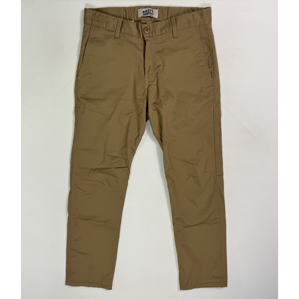 Naked & Famous Slim Chino Mens 29 Beige Stretch Twill Pants 30x27 Khaki Canada